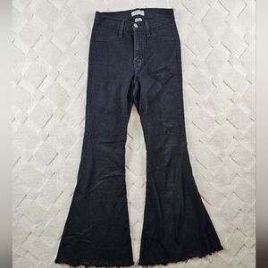 Judy Blue Super Flare Jeans Women 25 Black Denim Fray Hem